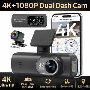 Dash Camera 4K Quality front and 1080 P Rear Cameras